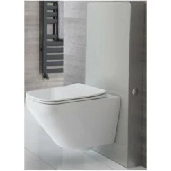 Milano Arca - Modern 483mm Bathroom Toilet WC Unit With Wall Hung Rimless Pan&44 Cistern And Soft Close Seat - White WC Unit