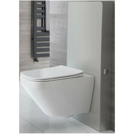 Milano Arca - Modern 483mm Bathroom Toilet WC Unit With Wall Hung Rimless Pan&44 Cistern And Soft Close Seat - White WC Unit