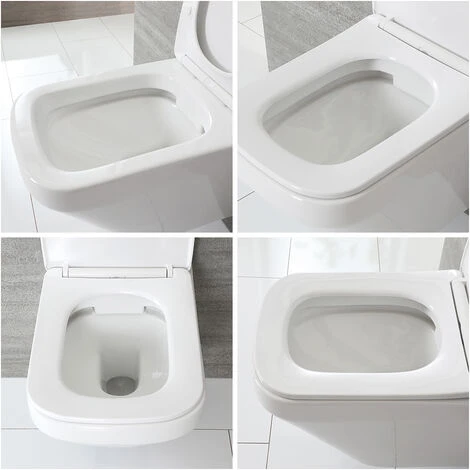 Milano Arca - Modern 483mm Bathroom Toilet WC Unit With Wall Hung Rimless Pan&44 Cistern And Soft Close Seat - White WC Unit - Image 3