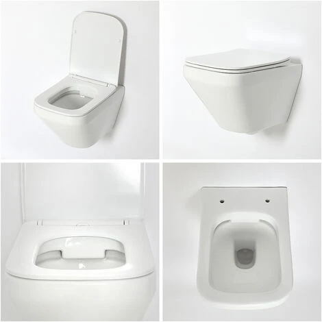 Milano Arca - Modern 483mm Bathroom Toilet WC Unit With Wall Hung Rimless Pan&44 Cistern And Soft Close Seat - White WC Unit - Image 4