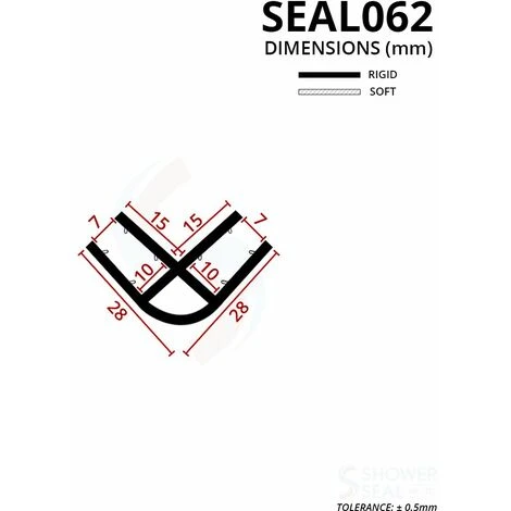 Vertical Corner Shower Seal For Screens, Doors Or Panels | Fits 8, 9 Or 10mm Glass | For 90°Joints | SEAL062 (80cm) - Image 3