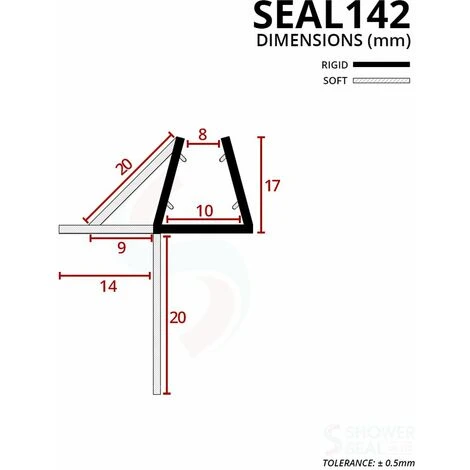 Shower Seal For Screens, Doors Or Panels | Fits 8, 9 Or 10mm Glass | Seals 15-20mm Gaps | SEAL142 (80cm) - Image 3