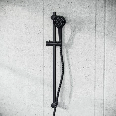 Modern Matte Black Slider Rail Shower Bar Riser Wall Bracket Kit - Image 2