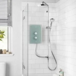 Mira Azora Dual Head Electric Shower 9.8kW Power Glass Clearscale 1.1634.156