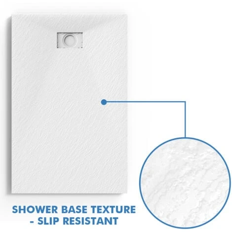 ELEGANT 1400x800mm White Slate Effect Lightweight Slate Shower Base Rectangular Grain Shower Enclosure Tray With Waste Trap - Image 3