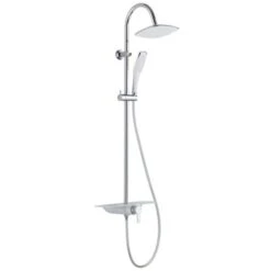 Overhead Shower Set With Single Lever Mixer And Tray WATERWAY Chrome-White SCHÜTTE