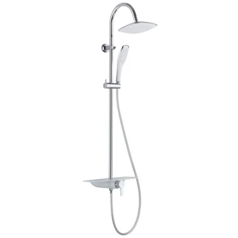 Overhead Shower Set With Single Lever Mixer And Tray WATERWAY Chrome-White SCHÜTTE