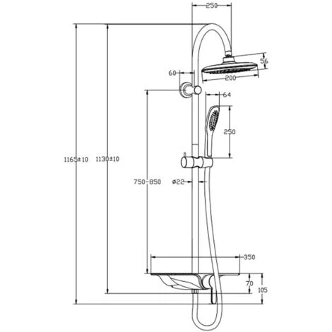 Overhead Shower Set With Single Lever Mixer And Tray WATERWAY Chrome-White SCHÜTTE - Image 4