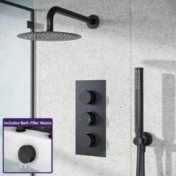Wilden 3 Dial 3 Way Concealed Thermostatic Shower Mixer Valve Black Matte