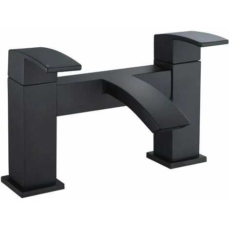 Arke Contemporary Matte Black Bridge Deck Mounted Waterfall Bath Filler Tap - Image 2