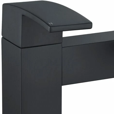 Arke Contemporary Matte Black Bridge Deck Mounted Waterfall Bath Filler Tap - Image 3
