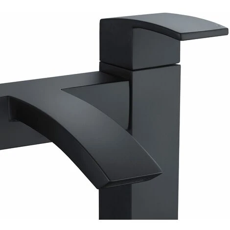 Arke Contemporary Matte Black Bridge Deck Mounted Waterfall Bath Filler Tap - Image 4