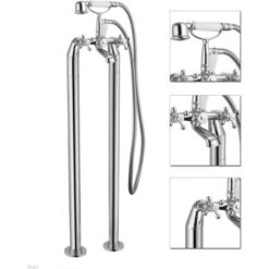 Stratford Traditional Freestanding Floor Mounted Bath Shower Mixer Tap With Handheld Kit
