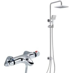 Winstead Square Thermostatic Bath Mixer Shower Riser Rail Kit
