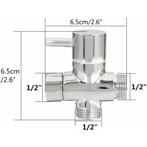 Chrome 3-Way Shower Head Diverter Valve Forshower Faucet T Adapter WASHER - Image 5
