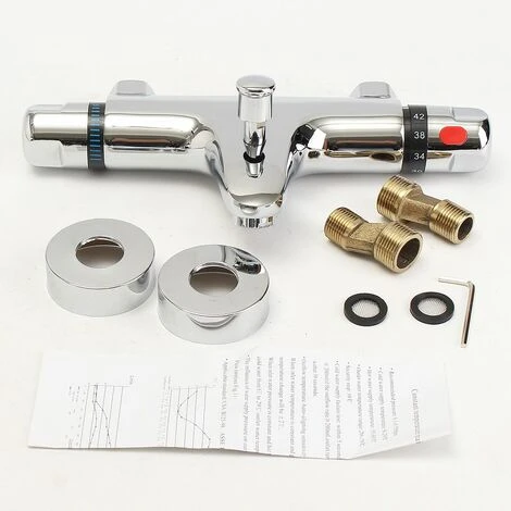 Thermostatic Shower Mixer Tap Bathroom Wall Valve Solid Chromed Brass - Image 4