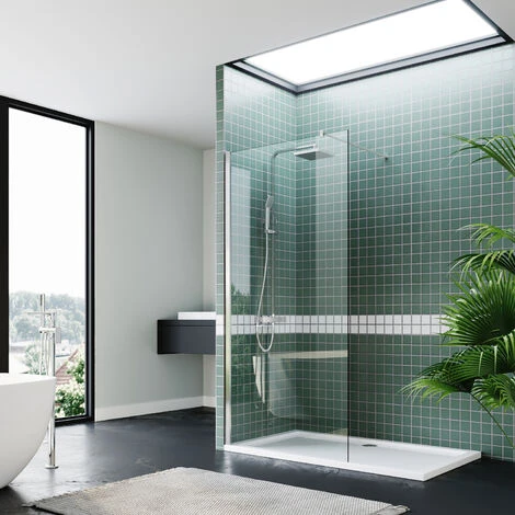 ELEGANT Frameless Wet Room Shower Screen Panel 8mm Easy Clean Glass Walk In Shower Enclosure 700mm Clear Glass