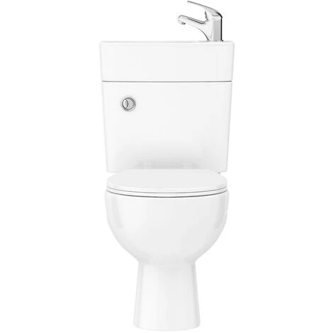 2 In 1 Compact Close Couple Toilet And Basin Combo Space Saver Tap And Waste Set - Image 3