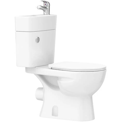2 In 1 Compact Close Couple Toilet And Basin Combo Space Saver Tap And Waste Set - Image 4