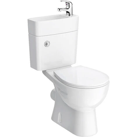 2 In 1 Compact Close Couple Toilet And Basin Combo Space Saver Tap And Waste Set - Image 5