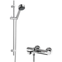 Hudson Reed Arvan Thermostatic Bath Shower Mixer With Linear Slider Rail Kit - Chrome