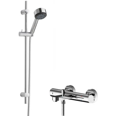 Hudson Reed Arvan Thermostatic Bath Shower Mixer With Linear Slider Rail Kit - Chrome