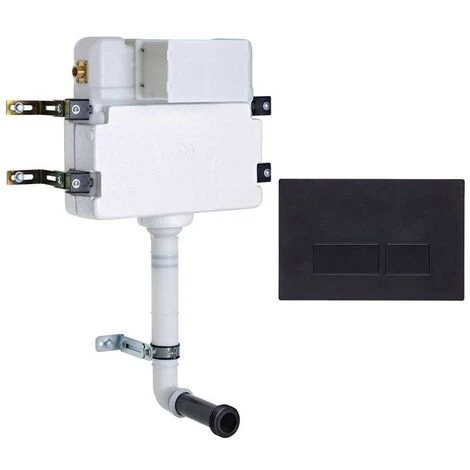 Roper Rhodes In Wall Concealed Dual Flush WC Toilet Cistern + Plaza Black Plate