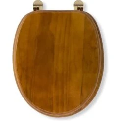 Croydex Solid Wood Toilet Seat, Antique Pine With Brass Hinges