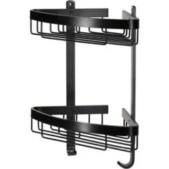 Croydex Matte Black Large Two Tier Corner Basket