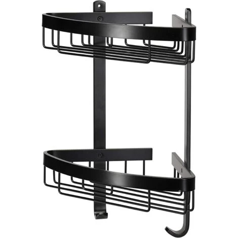 Croydex Matte Black Large Two Tier Corner Basket