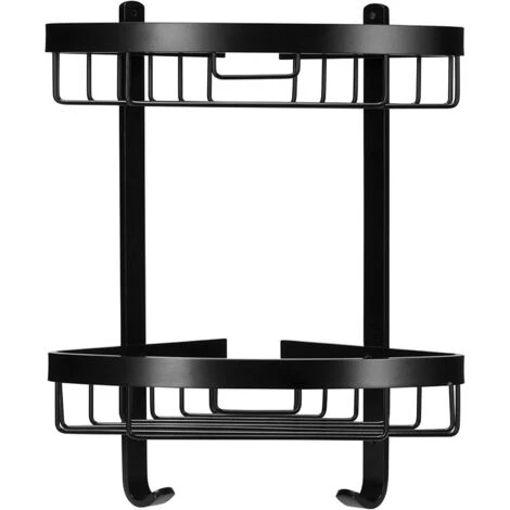 Croydex Matte Black Large Two Tier Corner Basket - Image 2