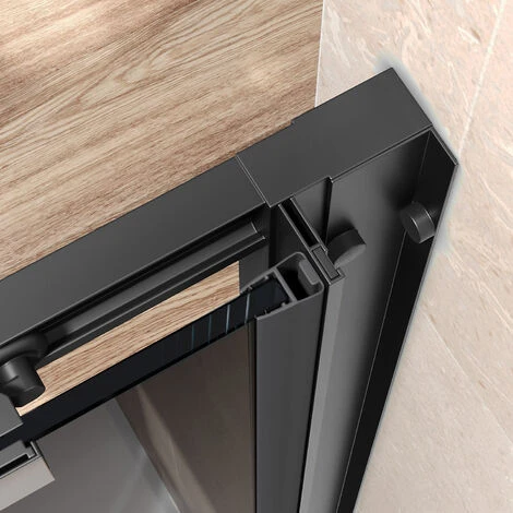 ELEGANT Black Shower Enclosure Sliding 1000 X 800 Mm Bathroom 8mm Nano Glass Shower Enclosure Easy Clean With 800mm Side Panel + Shower Tray And Waste - Image 4