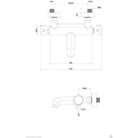 Wall Mounted Thermostatic Bath Shower Mixer 3 Mode Handset - Image 5