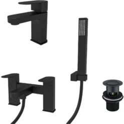 Kevon Mono Basin Mixer, Bath Shower Mixer And Handset Kit & Waste