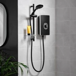 Triton Aspirante Enhance Electric Shower 8.5kW Matte Black 5 Spray Head Modern