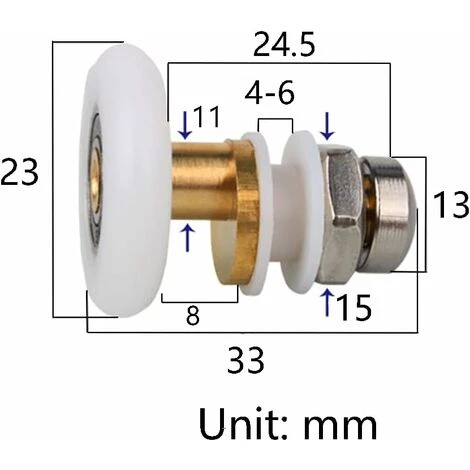 4 Piece Shower Caster Shower Caster Shower Door Wheel Shower Door Sliding Rollers Replacement Roller For Shower Door Roller (23mm) SOEKAVIA - Image 2