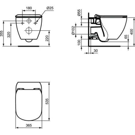Ideal Standard TESI - AquaBlade Rimless Toilet Bowl + Ultra-thin Softclose Seat (T354601) - Image 2