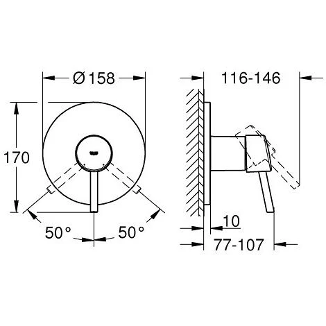 Grohe Concetto Single Lever Shower Mixer, 1 Outlet, Chrome (24053001) - Image 4