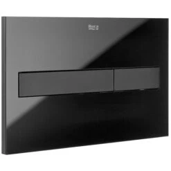 Roca PL7 Dual Toilet Flush Plate - Satin Black Glass