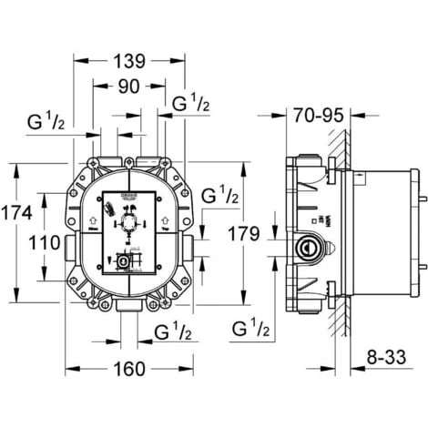 Grohe Rapido T - Concealed Body For Thermostatic Mixer (35500000) - Image 2
