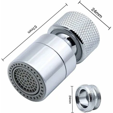 LITZEE Sink Aerator Non-Slip Stainless Steel 2 Bubbling Modes Anti-Splash 360-degree Filter Swivel Faucet Sprayer With Nozzle Adapter Universal Internal M24mm And External M22 Faucet - Image 2