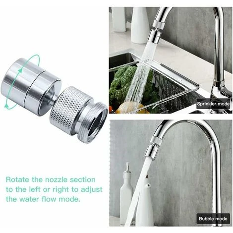 LITZEE Sink Aerator Non-Slip Stainless Steel 2 Bubbling Modes Anti-Splash 360-degree Filter Swivel Faucet Sprayer With Nozzle Adapter Universal Internal M24mm And External M22 Faucet - Image 3