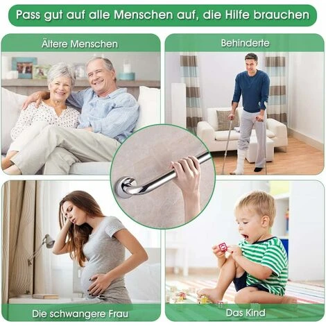 30cm Bathroom Handrail Grab Bar For Bathtub, Anti-Slip Pattern Stable And Reliable, Thicken Stainless Steel Chrome Grab Handles, Safety Hand Rail, For Bathroom Toilet Kitchen Stairs - Image 2