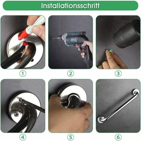 30cm Bathroom Handrail Grab Bar For Bathtub, Anti-Slip Pattern Stable And Reliable, Thicken Stainless Steel Chrome Grab Handles, Safety Hand Rail, For Bathroom Toilet Kitchen Stairs - Image 4