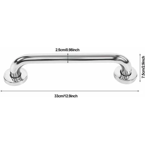 30cm Bathroom Handrail Grab Bar For Bathtub, Anti-Slip Pattern Stable And Reliable, Thicken Stainless Steel Chrome Grab Handles, Safety Hand Rail, For Bathroom Toilet Kitchen Stairs - Image 5