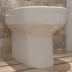 Acezanble Bathroom BTW Modern Round Ceramic Toilet Pan & Soft Close Seat WC