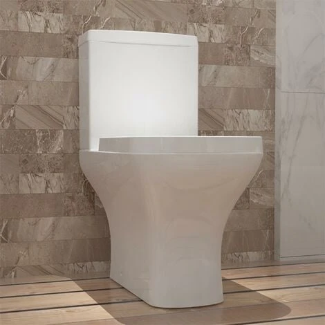 Acezanble Bathroom Modern Square White Close Coupled Toilet Ceramic WC - Image 2