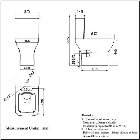 Acezanble Bathroom Modern Square White Close Coupled Toilet Ceramic WC - Image 3