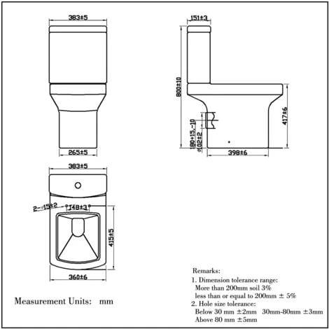 Acezanble Bathroom Square White Ceramic Modern Close Coupled Toilet WC - Image 3