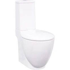 WC Ceramic Toilet Bathroom Round Toilet Bottom Water Flow White VidaXL